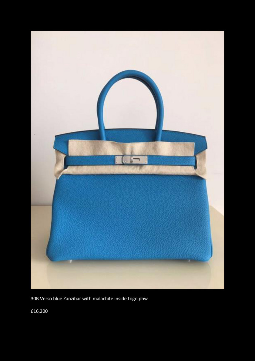 Hermes Birkin Bag 30cm Verso Blue Zanzibar Malachite Togo